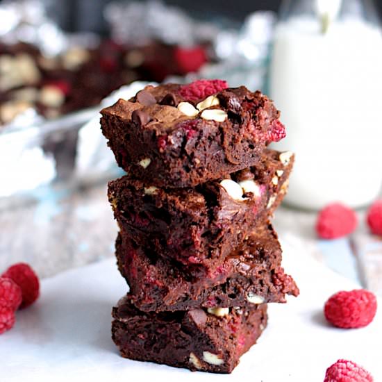 Triple Chocolate Raspberry Brownies