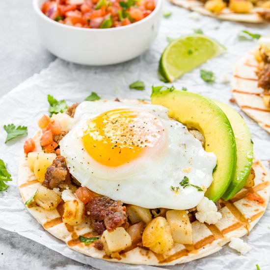 Sausage and Potato Breakfast Tacos