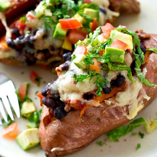 Crockpot Taco Sweet Potatoes