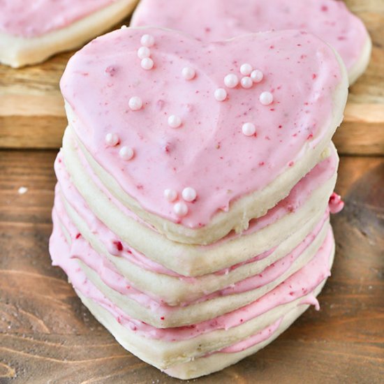 Frosted Strawberry Sugar Cookies