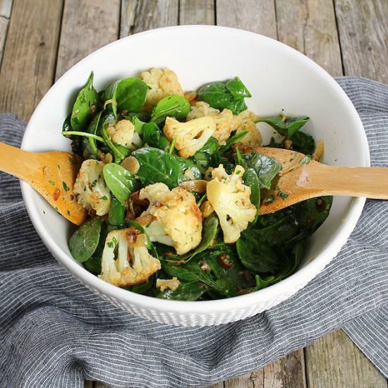 Cauliflower Spinach Pancetta Salad