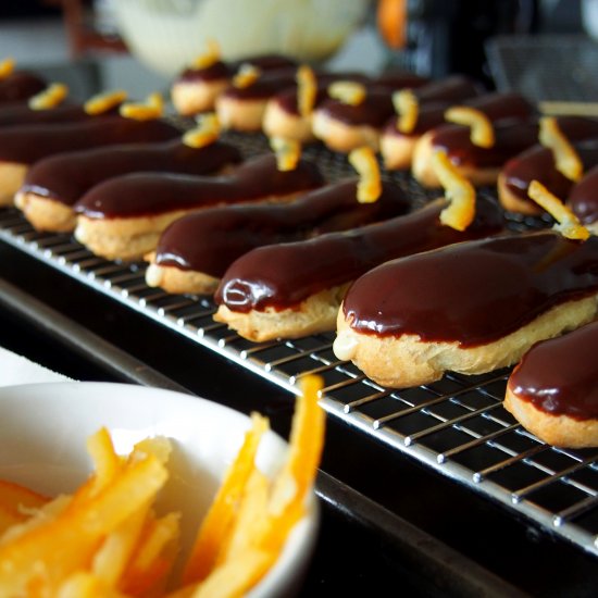 Blood Orange Chocolate Éclairs