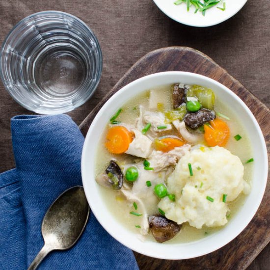 Chicken n cornmeal chive dumplings