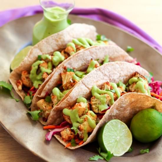 Thai Roasted Cauliflower Tacos