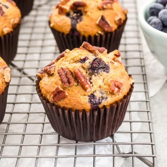 Healthier Blueberry Bran Muffins