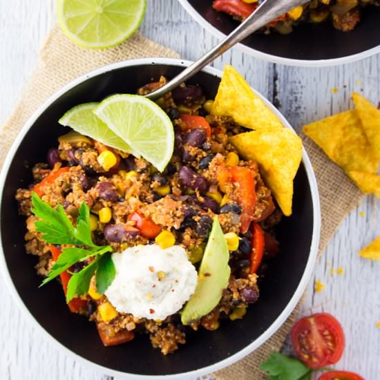 Spicy Tofu Chili with Sour Cream