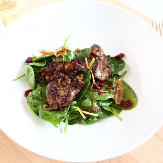 Chicken Liver and Spinach Salad