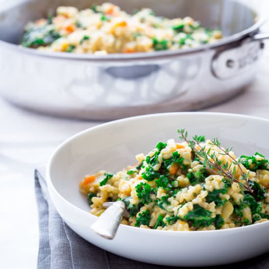 Brown Rice Kale Risotto w/ Cheddar