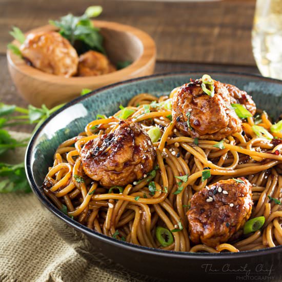 Kung Pao Chicken Spaghetti and Meatballs