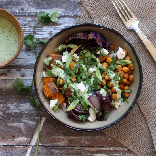 Roasted Winter Veggie Rice Bowl