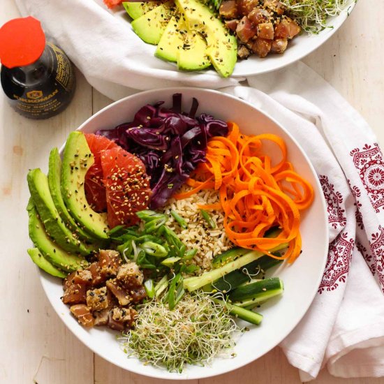 Easy Tuna Steak Poke Bowls