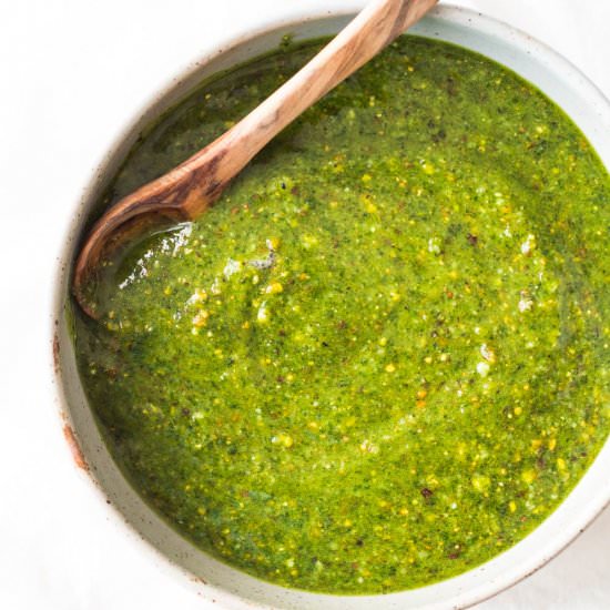 5-Minute Basil Pistachio Pesto