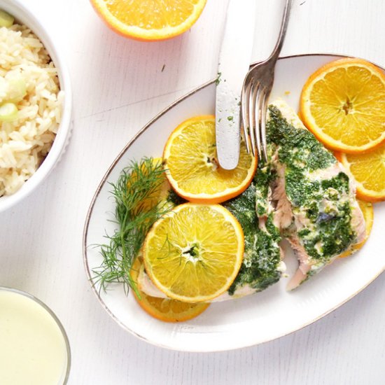 Orange Salmon with Orange Rice