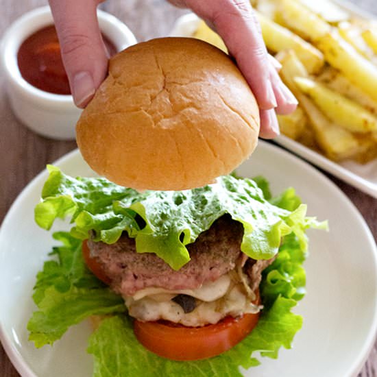 Mushroom and Onion Cheeseburger