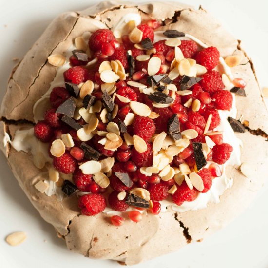 Raspberry Chocolate Pavlova