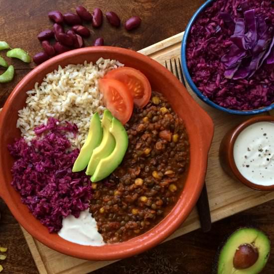 Lentil, Bean and Vegetable Chilli