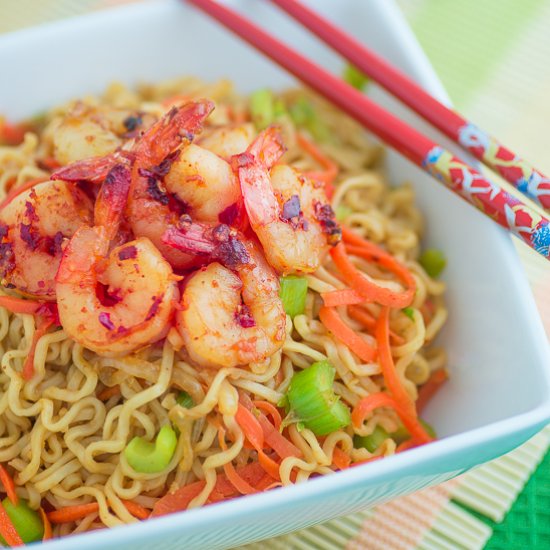 Healthy Ramen Noodles with Shrimp