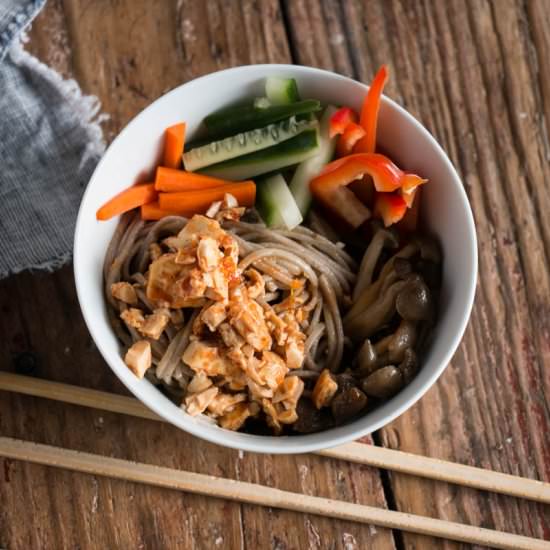 Spicy Crispy Tofu with Noodles