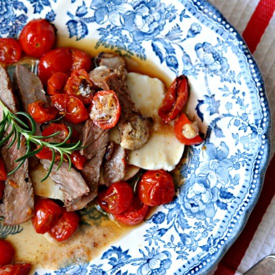 Steak Tomato and Mozzarella Salad