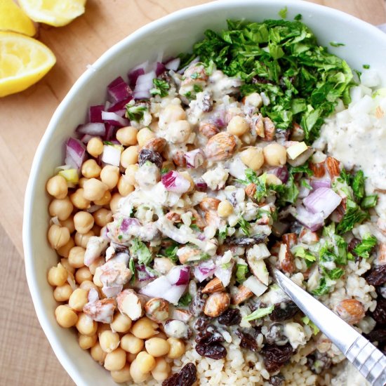 Brown Rice Salad w/ Tahini Dressing