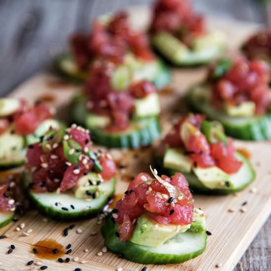 Spicy Tuna and Cucumber Bites