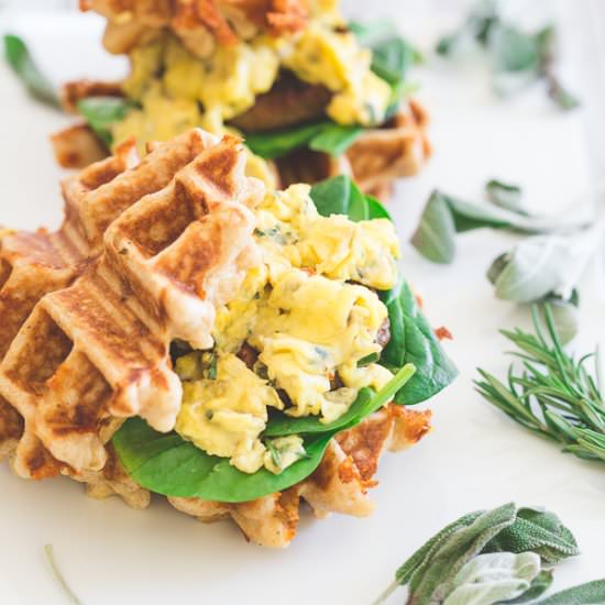 Sausage & Egg Waffle Sandwiches