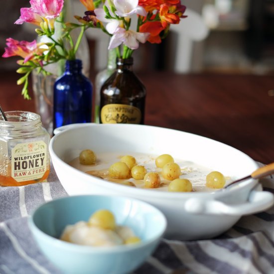 Panna Cotta with Roasted Grapes