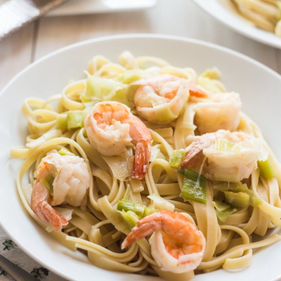 Fettuccine with Shrimp and Leeks