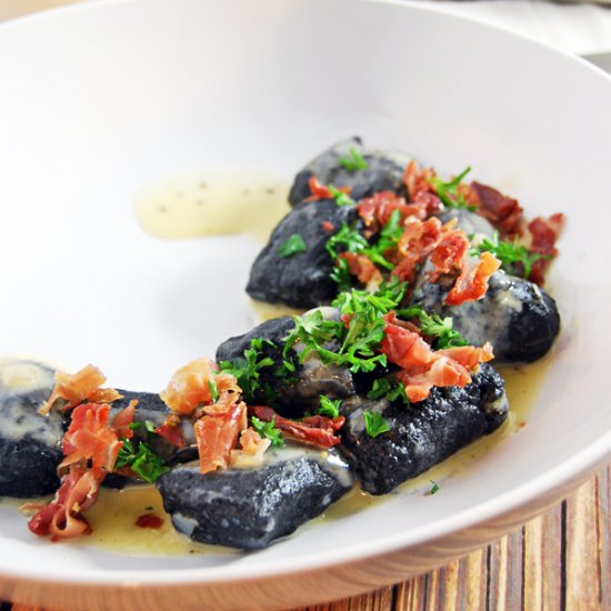 Squid Ink Gnocchi with Beurre Blanc