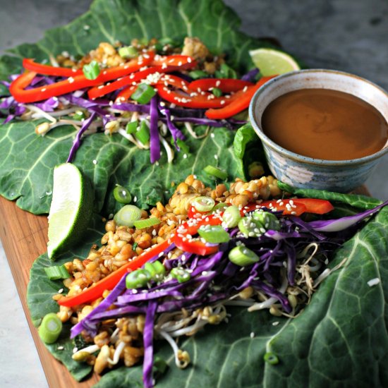 Thai Tempeh Collard Green Wraps