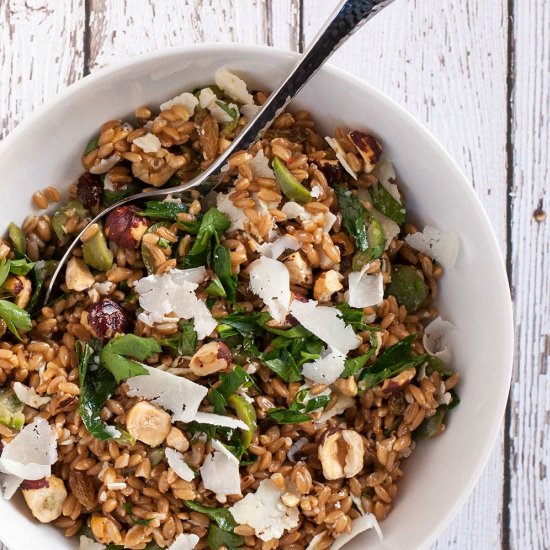 Farro Salad Olives Hazelnuts Raisin