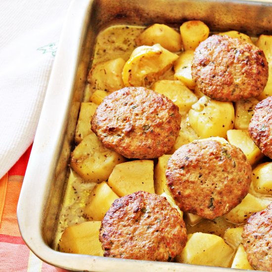 Burgers with Lemon Potatoes