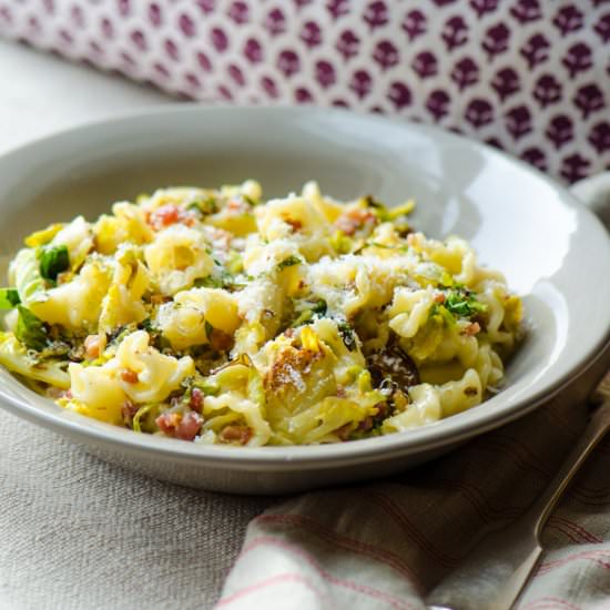 Trumpets with Brussels Sprouts