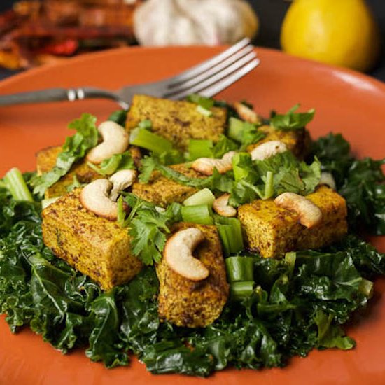 Spicy Stir Fry Tofu with Kale