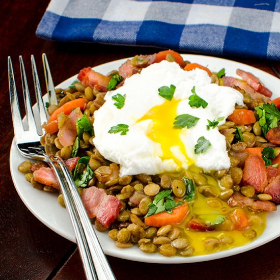 Warm Lentil Salad with Bacon