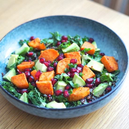 Sweet potato and pomegranate salad