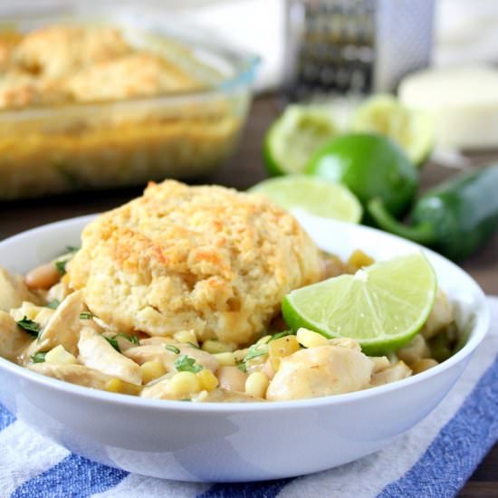 White Chicken Chili with Biscuits