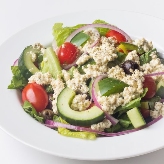 Greek Salad with Tofu “Feta”