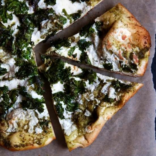 Kale Pesto Pizza With Crispy Kale