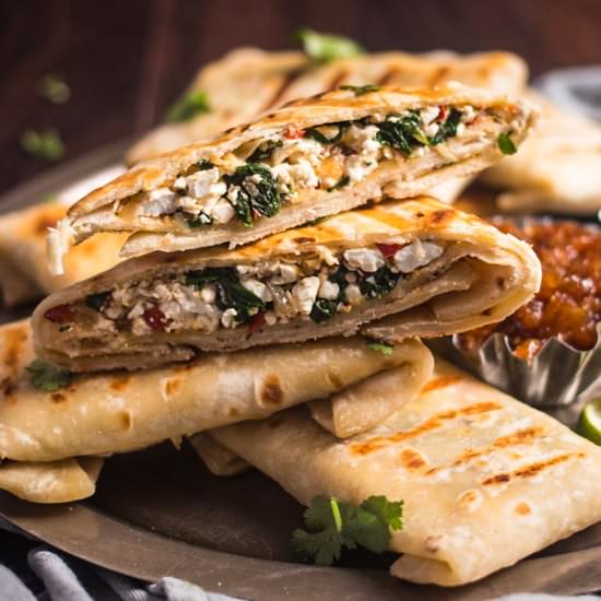 Roti with Spicy Cottage Cheese Filling