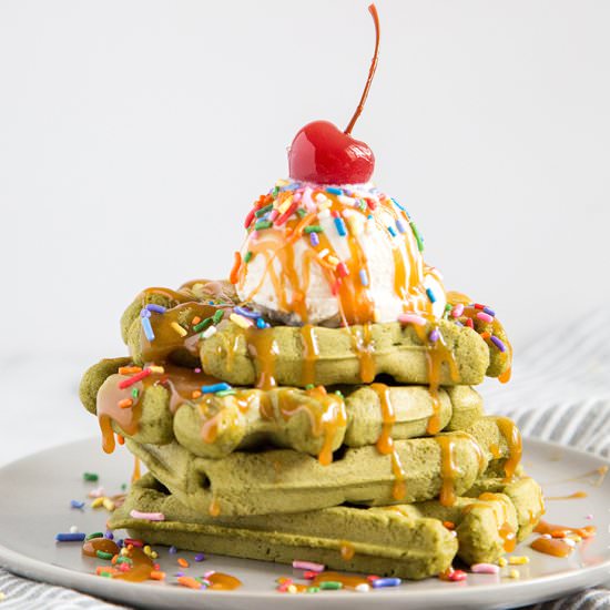 Matcha Mochi Waffle Sundae