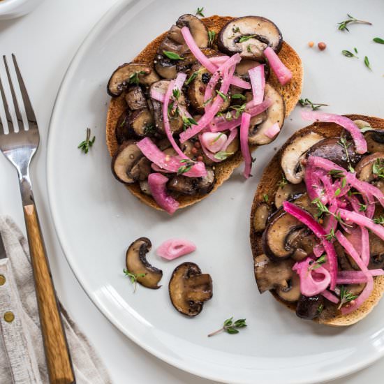 Mushroom Toast with Pickled Onions