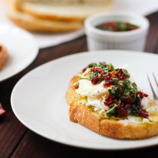 Egg, Basil, and Sun-Dried Tomato Toast