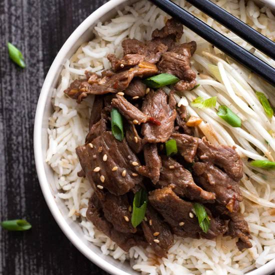 Spicy Beef & Sprout Bowls