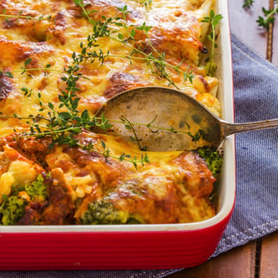 Broccoli, Cauliflower & Cheese Bake