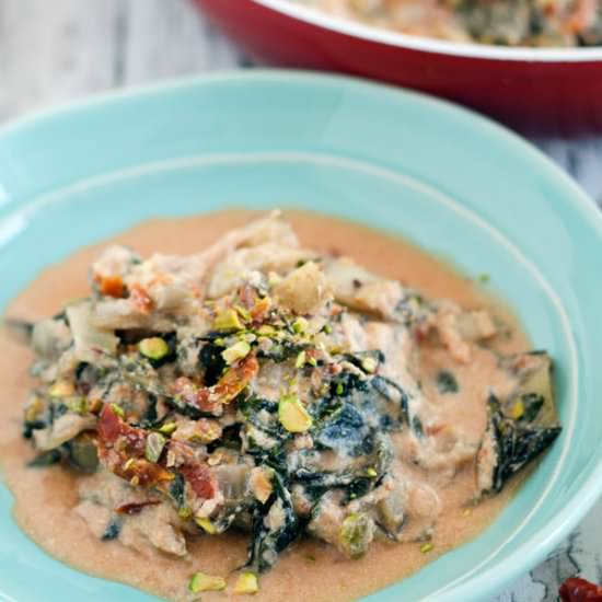 Chard-Ricotta Sauce with Pistachios