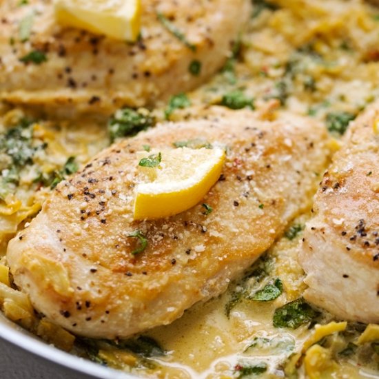 Skillet Chicken with Spinach Cream