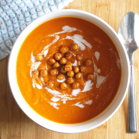 Moroccan Carrot Bisque w/ Chickpeas