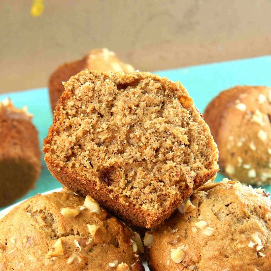 Healthy Banana Nut Wheat Muffins