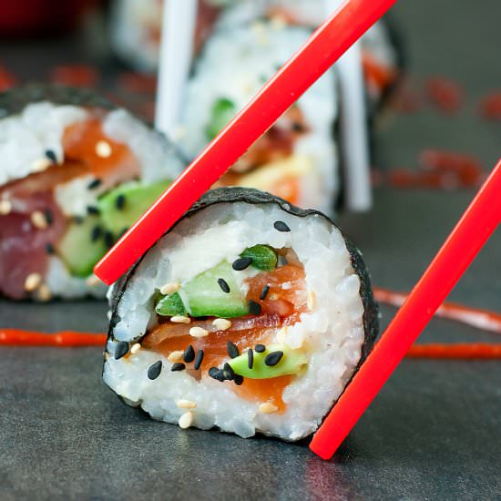 Homemade Bacon Avocado Sushi Rolls